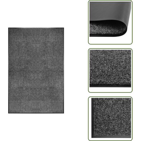 The Living Store Paillasson lavable Anthracite 120x180 cm - Tapis de porte
