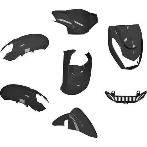Carénage compatible avec la marque Peugeot Kisbee à partir de 2010 noir brillant 6 pièces