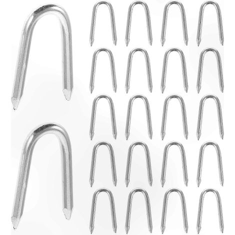Lot de 50 piquets métalliques en forme de U pour clôtures de jardin et fixations (1/5)