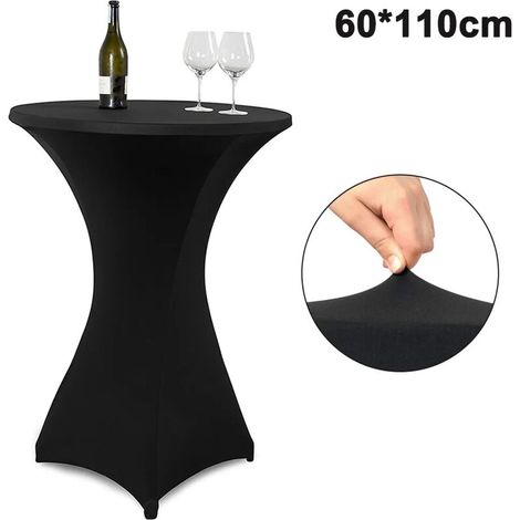 Nappes extensibles pour tables de bar et de bistro, nappe cocktail extensible noire 60 x 110 cm (1/4)