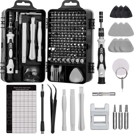 122 en 1 Kit Tournevis De Précision, Kit de Réparation, Mini Tournevis Kit Outil Informatique pour PC, Lunettes, Montre, Smartphone, Appareil Photo, Montres,etc (1/5)