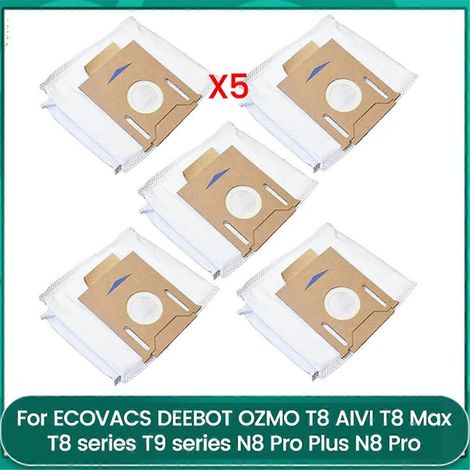 Packung mit 5 Staubbeuteln für Ecovacs Deebot Ozmo T8, T8+, T8 AIVI, N8 Pro Plus, N8 Pro, T9 AIVI und T9 PRO Staubsauger.