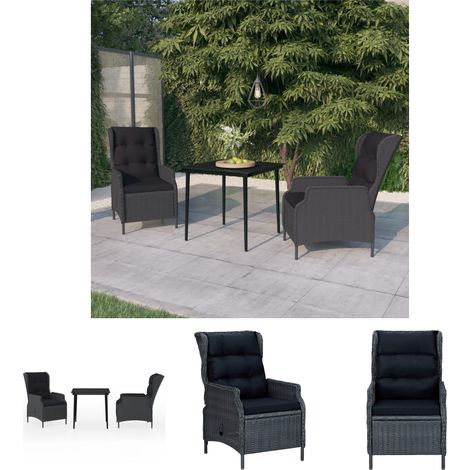 Gartenstühle - vidaXL 3-tlg. Garten-Essgruppe Dunkelgrau - Gartenmöbel für den Außenbereich (1/5)