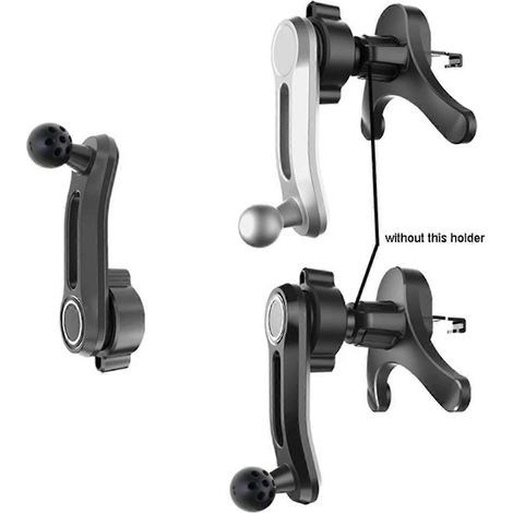 Rallonge articulée ronde de 17 mm, tige rotative femelle-mâle pour grille d'aération de voiture, support de téléphone argenté (1/5)