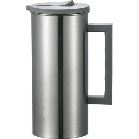 Gourde de 1600 ml avec infuseur à thé, carafe à eau froide, acier inoxydable, grise (1/4)