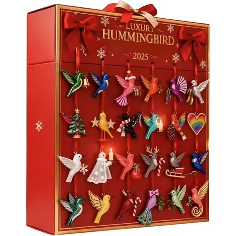 Calendrier du compte à rebours des colibris – 24 jours, décor coloré en acrylique 2D  Ornements de compte à rebours de Noël  Décoration de jardin pour vacances, Thanksgiving, anniversaire, maison, c (1/5)
