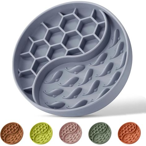 Ciotola per cani a lenta alimentazione, ciotola in silicone per cibo per animali domestici con ventosa, antiscivolo, rallenta la velocità di ingestione degli animali che mangiano velocemente, allevia  (1/4)
