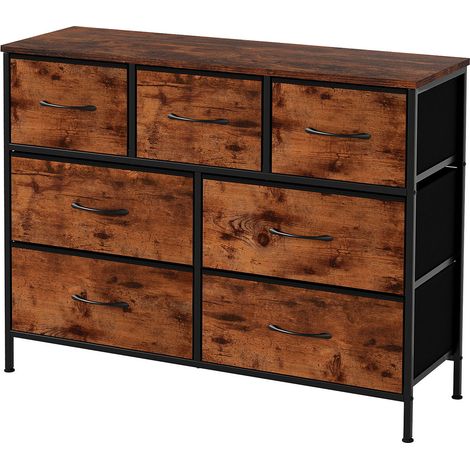 Levede Chest of Drawers 7 Drawer Storage for Bedroom Living Room in Brown Black