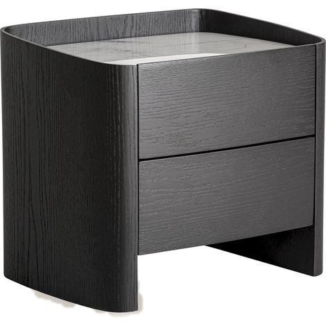 Table de chevet noire contemporaine - noir et gris marbré (1/5)
