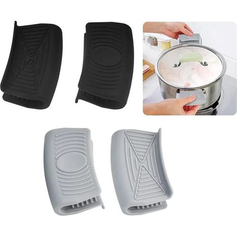 2 Paires Supports de Poignée Chaude en Silicone, protection thermique isolée pour casseroles, cocottes, pots et poêles. (1/5)