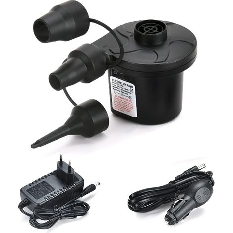 Elektrische Luftpumpe Inflator Deflator, Elektrische Pumpe mit 3 Düsen Aufblasbare Matratze Inflator für Luftmatratze, Aufblasbare Matratzen, Planschbecken, Schwimmring (Zuhause/Auto) (1/5)