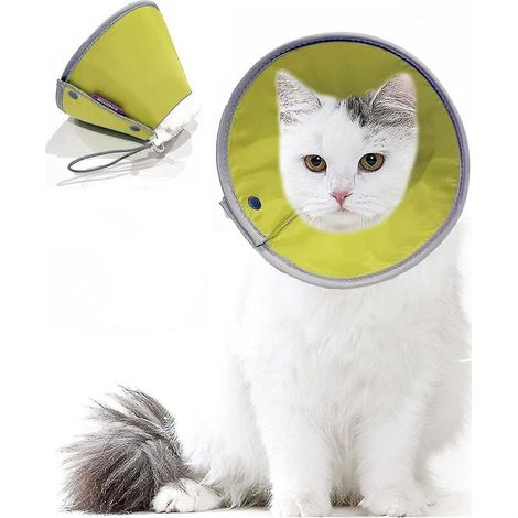 Weicher, verstellbarer, konischer Halskragen für Katzen, ideal nach Operationen. Konischer Halskragen im elisabethanischen Stil für Katzen und Kätzchen – Grün (1/5)