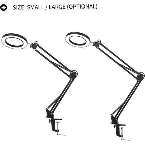 Lampadaire LED USB 5X Loupe Bras Articulé Pince Fixation Bureau Mains Libres 3 Modes Intensité Réglable (1/5)