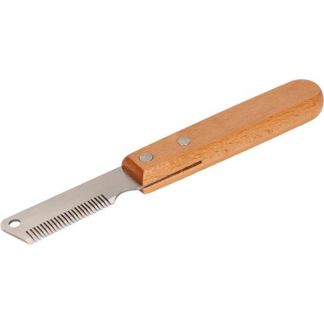 Peigne à épiler multifonction pour animaux de compagnie, élimine les poils flottants, couteau à épiler pour chiens et chats avec manche en bois (1/5)