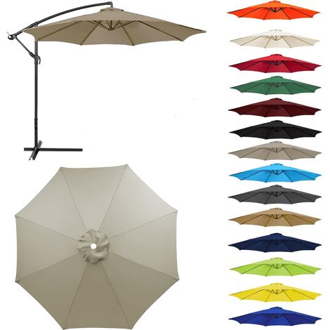 Toile Parasol Remplacement 2-3,0m 6/8 Baleines Déporté et Droit Anti UV (1/5)