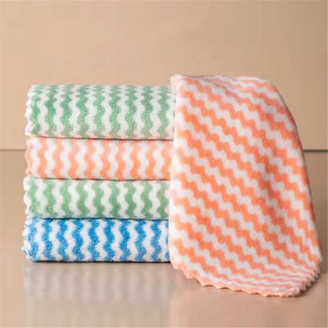 Chiffon Nettoyage Microfibre - Pour Vaisselle et Essuyage Mains - Épais et Absorbant - Lot de 5 Pièces (1/5)