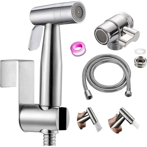 Ensemble de toilettes pour bébé en acier inoxydable à double fonction, tuyau et raccords, idéal pour laver les cheveux ou le lavabo (argenté) (1/5)