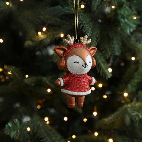 Ornement De Noël - Décoration En Plastique Avec Cordon De Suspension - Formes Variées Flocon De Neige Et Renne - Pour Arbre De Noël Et Fenêtre - Lot De 12 (1/5)