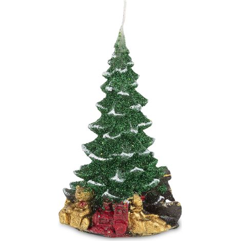 Bougie sapin de Noël grand format multicolore verte 17x10x8 cm