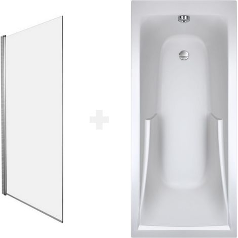 Pack bañera recta 160 X 70 JACOB DELAFON Corvette + mampara bañera cromada
