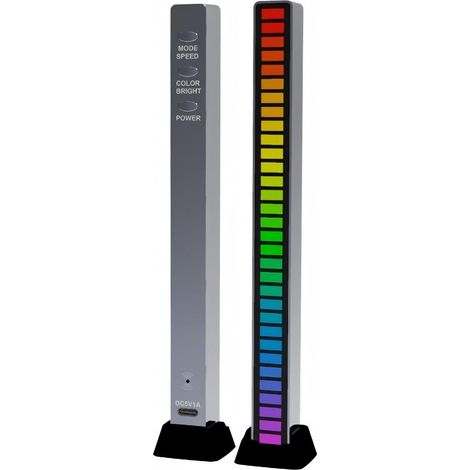 Lampe LED RGB rechargeable avec spectre sonore pour environnement de jeu - Argent (1/5)