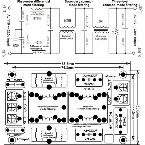 Convient pour une carte de filtrage d'alimentation EMI 2X, un amplificateur audio, un filtre de puissance en mode commun, un filtre électromagnétique à courant élevé, un son haute fidélité 10 A (1/3)