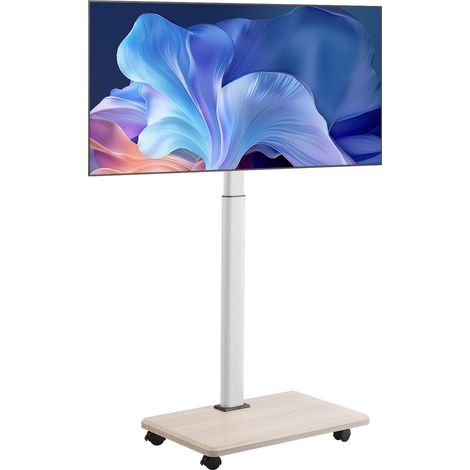 Support TV à roulettes, pour écrans de 812,8 à 1778 mm, chariot TV mobile, rotation gauche-droite à 25° et hauteur réglable, jusqu'à 45 kg, Max. VESA 600 x 400 mm, pour salon, bureau, extérieur (1/5)
