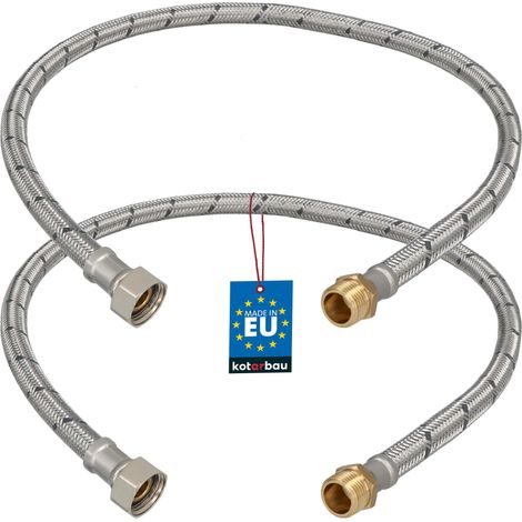 KOTARBAU® Lot de 2 Flexible Robinet 3/8" x 3/8" - Flexible Eau - Tuyau Robinet 70 cm - Mâle x Femelle - Rallonge Robinet Cuisine Flexible - Acier Inoxydable - Tuyau Flexible Plomberie (1/4)
