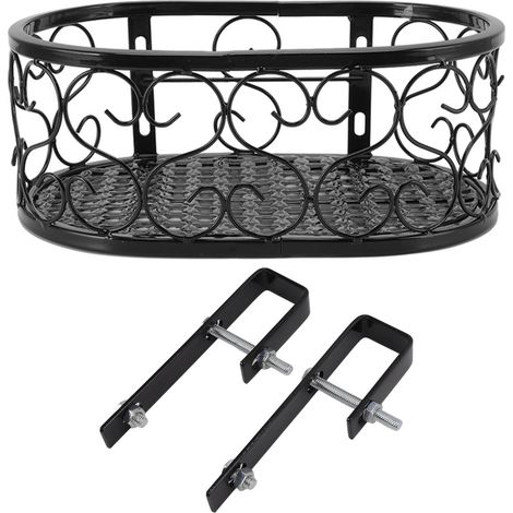 Étagère à Fleurs Métallique pour Balcon, Support de Pots en Fer pour Plantes Suspendues, Étagère de Jardin pour Appui de Fenêtre, Adaptée aux Garde-Corps de 2,5 cm, Dimensions 30x20x12 cm (1/5)