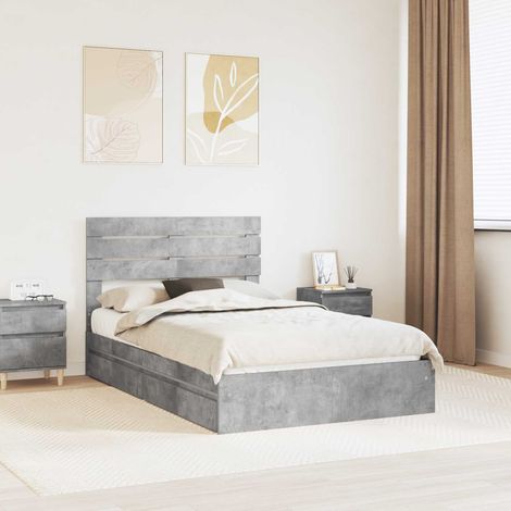 Aufbewahrungsbett Beton Grau 135 x 190 cm Holzwerkstoff (1/5)