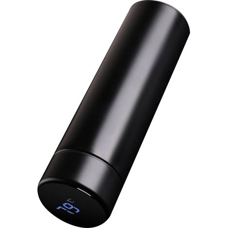 Bouteille isotherme 500 ml inox 304 doublure acier, fond silicone, gobelet thermique portable noir pour usage quotidien (1/5)