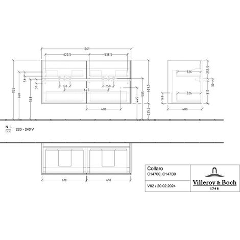 Villeroy & Boch C147B0VN WTUS Collaro 1261x610x480 mm avec robinetterie 4