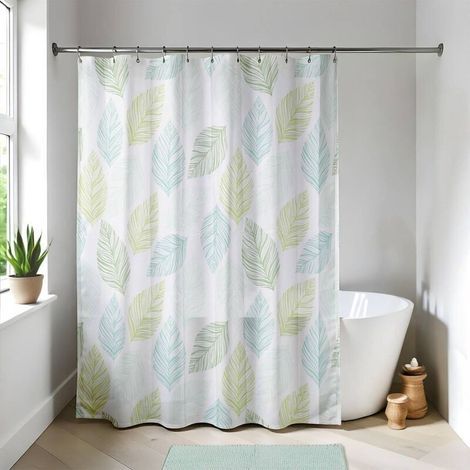 Rideau de douche 180x180cm/12 anneaux blanc - garden party - (1/3)