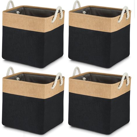4 Pack Storage Baskets Large Cube Storage Bins Foldable Fabric Organizer Baskets with Handles 13 Inch Closet Organizers for Shelves Clothes Toys Cupboard Nursery Underbed Storage (1/4)