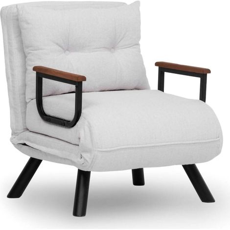 Butaca Keoni, Sillón Reclinable, Brazos, Soporta hasta 100 kg, 60x78x78h cm Blanco