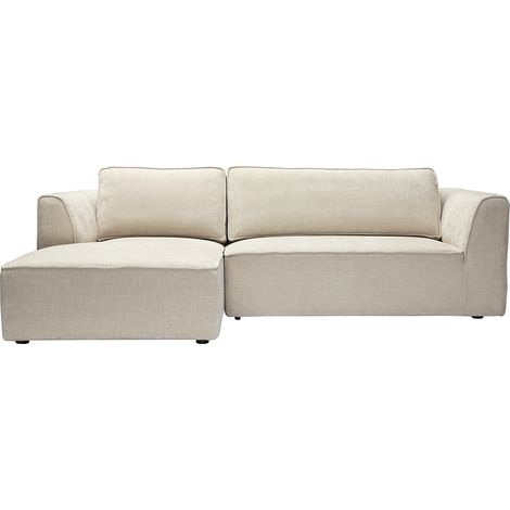 Design Ecksofa links in beige strukturiertem Samt-Effekt Stoff 3-Sitzer GRAMMY