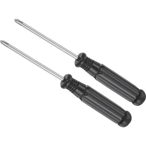 Mini Tournevis Phillips, Taille 2,5 mm, Longueur 94 mm, Tournevis à Tête Cruciforme en Acier au Carbone avec Poignée Noire Antidérapante - (pour Lunettes, Montre), 2 Pièces (1/5)