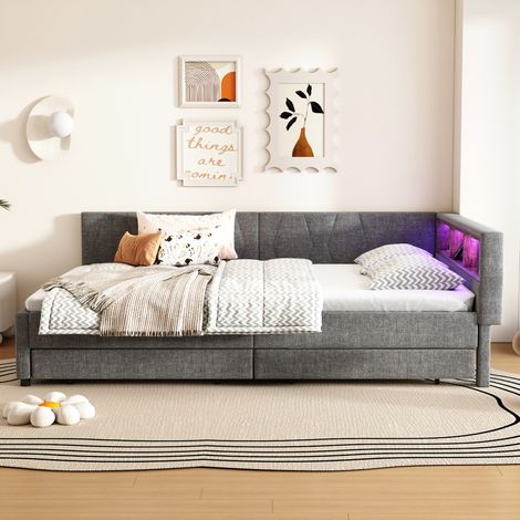 Tagesbett 140x200 mit USB, LED und 2 Schubladen OKMYHOME (1/5)