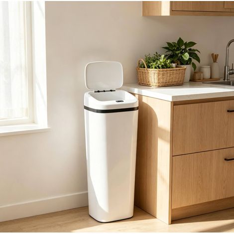 Automatischer Sensor-Küchenmülleimer 50 L, weiß, 33 x 25 x 84 cm OKMYHOME (1/5)