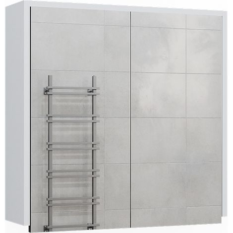 Armario con espejo para baño Maltin, Blanco/antracita, 60 x 58 cm con dos puertas de espejo, Vicco (1/5)