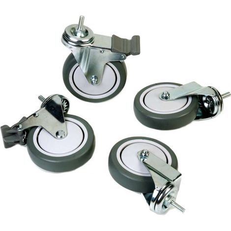 Archimede étagère métallique lot de 4 roues en gomme cuisine salle de bains garage placard