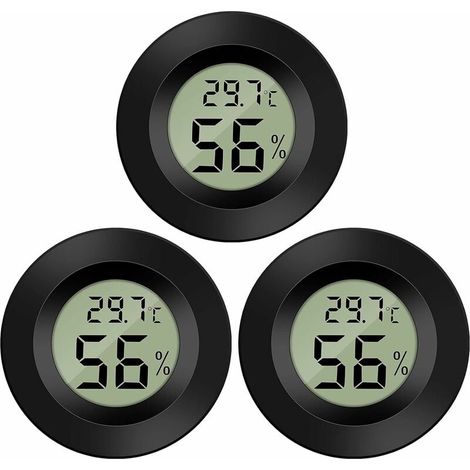 Paquet de 3 hygromètres thermomètre numérique LCD moniteur humidimètre jauge pour humidificateurs déshumidificateurs serre sous sol chambre de bébé (1/5)