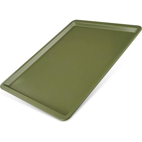 Zenker Teglia Piastra Pizza Biscotti 42 x 32 cm, in Acciaio Carbon Steel Rivestimento Antiaderente ILAG in Cera di Carnauba, Colore Verde Oliva, Linea Green Vision (1/5)