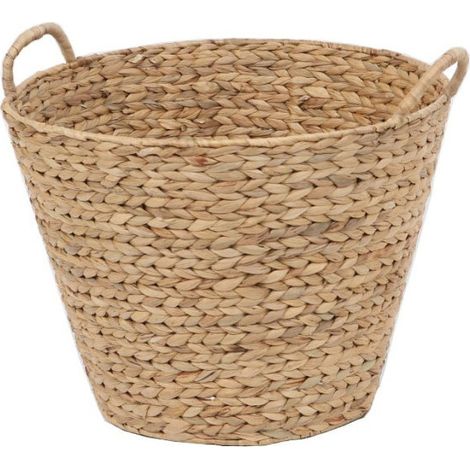 Le Marquier – Panier à bois en jacinthe d’eau tressée – Naturel – Taille max bûches 40 cm – Tenue rigide – Pour espaces confinés