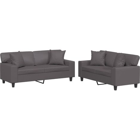 Maison Exclusive - Set di Divani 2 pz con Cuscini Grigio in Similpelle