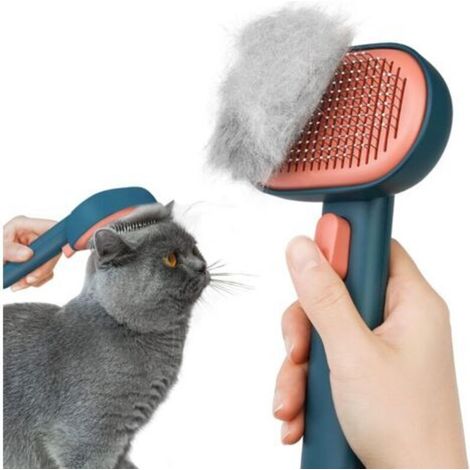 Selbstreinigende Katzenbürste für Katzen und Hunde mit kurzem und langem Fell, Ein-Knopf-Bedienung, entfernt effektiv bis zu 95 % der losen Haare (GRÜN) - Crezuo