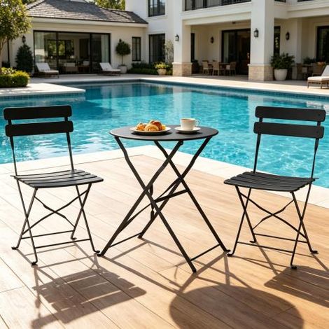 Set di sedute portatili per patio, mobili da giardino pieghevoli, tavolo e sedie da bistrot per esterni, tavolo e sedie da pranzo minimalisti per esterni (include solo 1 tavolo da pranzo, 2 sedie) Con (1/5)