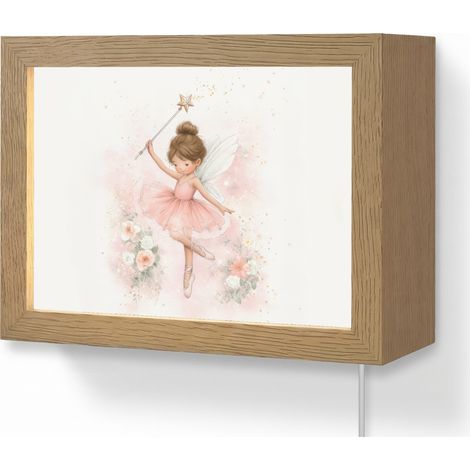 WALL LIGHT Ballerina - Fairy - Flowers - Pink 20x15 cm (1/5)