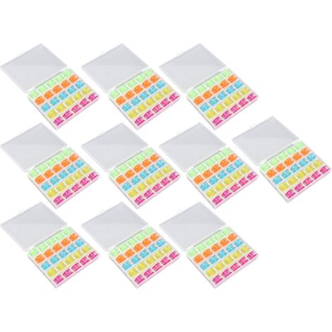 10 lots de 25 canettes de machine à coudre en plastique coloré, accessoires et outils de couture pour la maison, avec boîte de rangement transparente