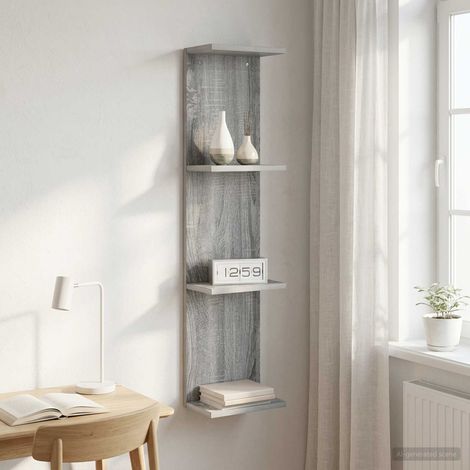 Étagère murale gris Sonoma en bois d’ingénierie 25 x 15 x 100 cm - PANGIVO (1/5)